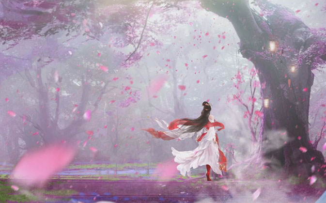 幽月凄冷烟花逝 青山绿水淡思愁