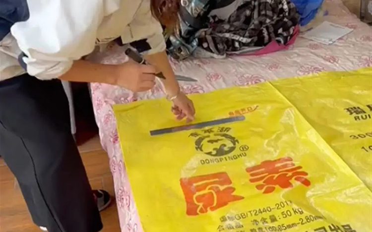 女生用尿素袋子做汉服拍出唯美照片