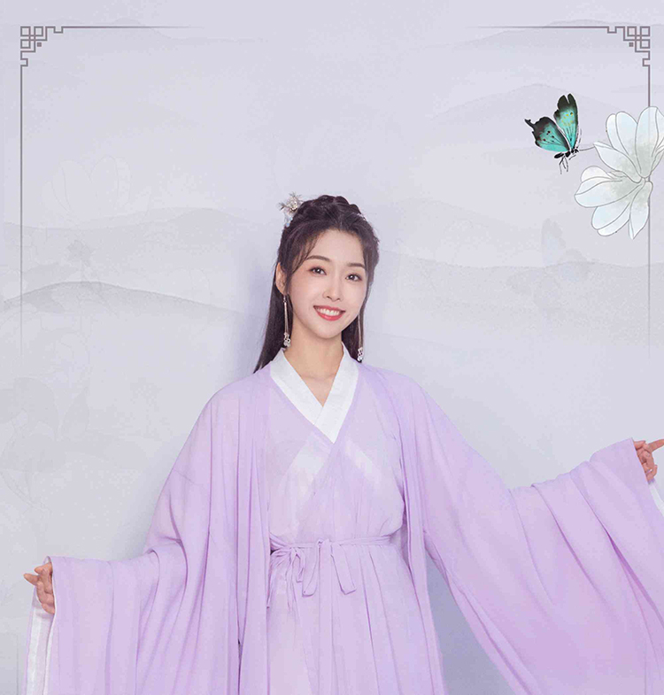 宣璐号召大家穿汉服去踏青，一身紫衣倾国倾城(图2)